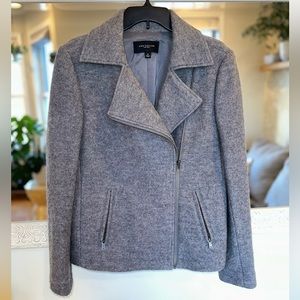 100% Wool Ann Taylor Gray Coat - M - Zipper - Multiple Collar Style Options